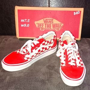 Vans old skool primary check red/wht sz M-7.5 W-9.0